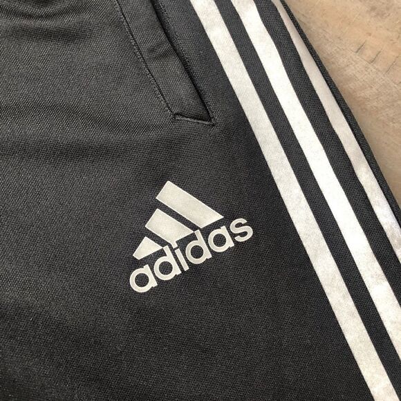 Adidas Trio, black leggings with triple grey stripes. - Picture 2 of 5